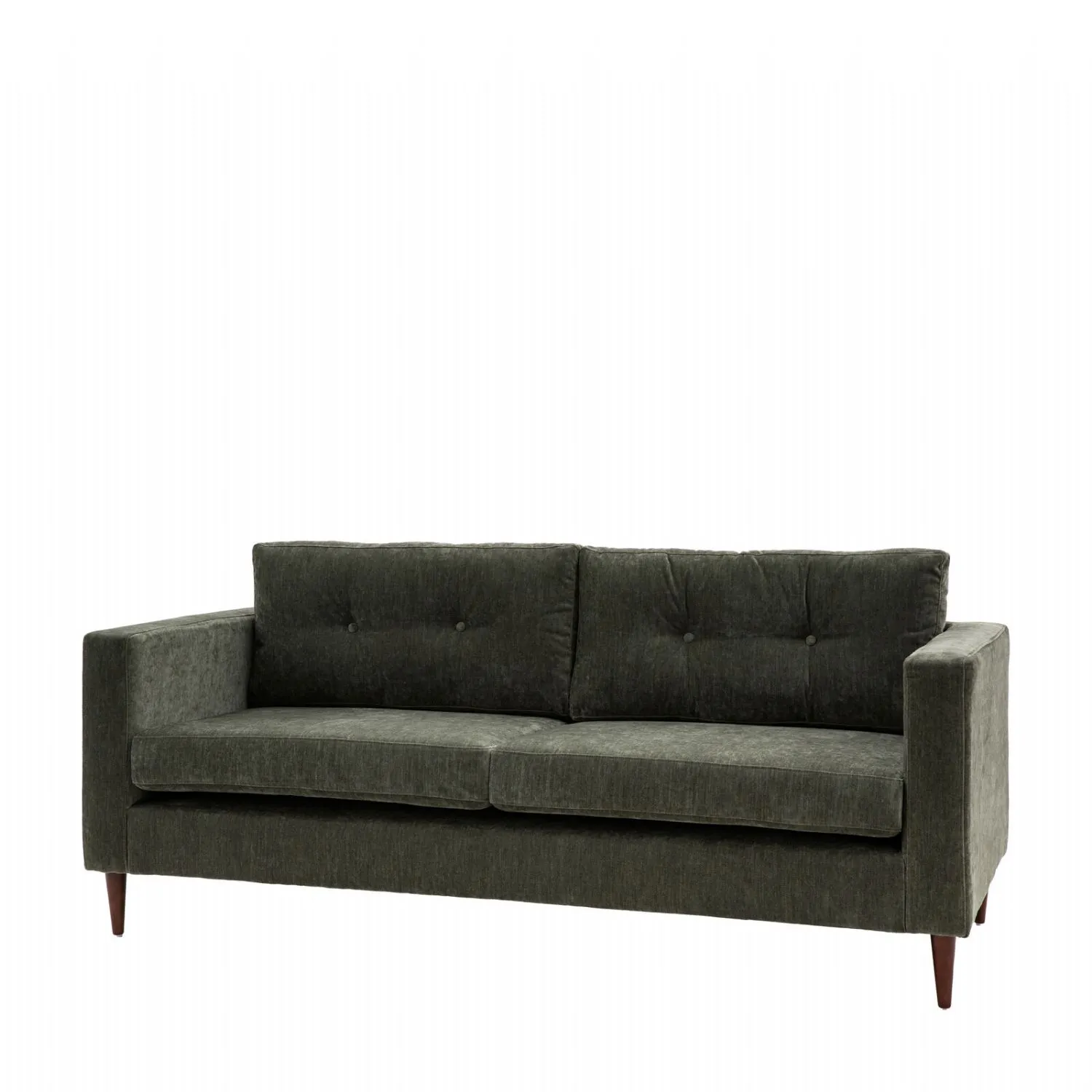 Green Fabric Buttoned 3 Seater Sofa