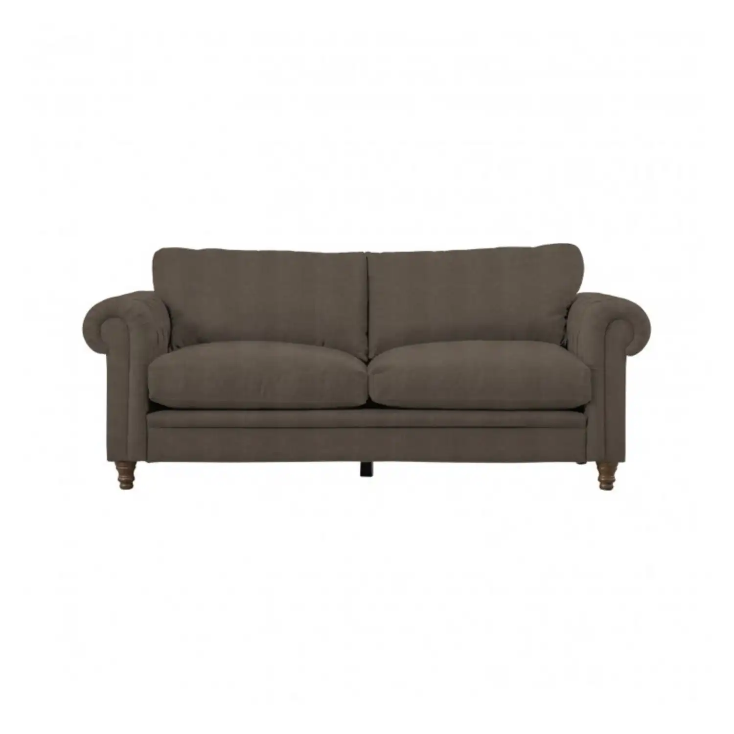 Vintage Style Placido Truffle Velvet Fabric Upholstered Living Room 3 Seater Sofa 88x205cm