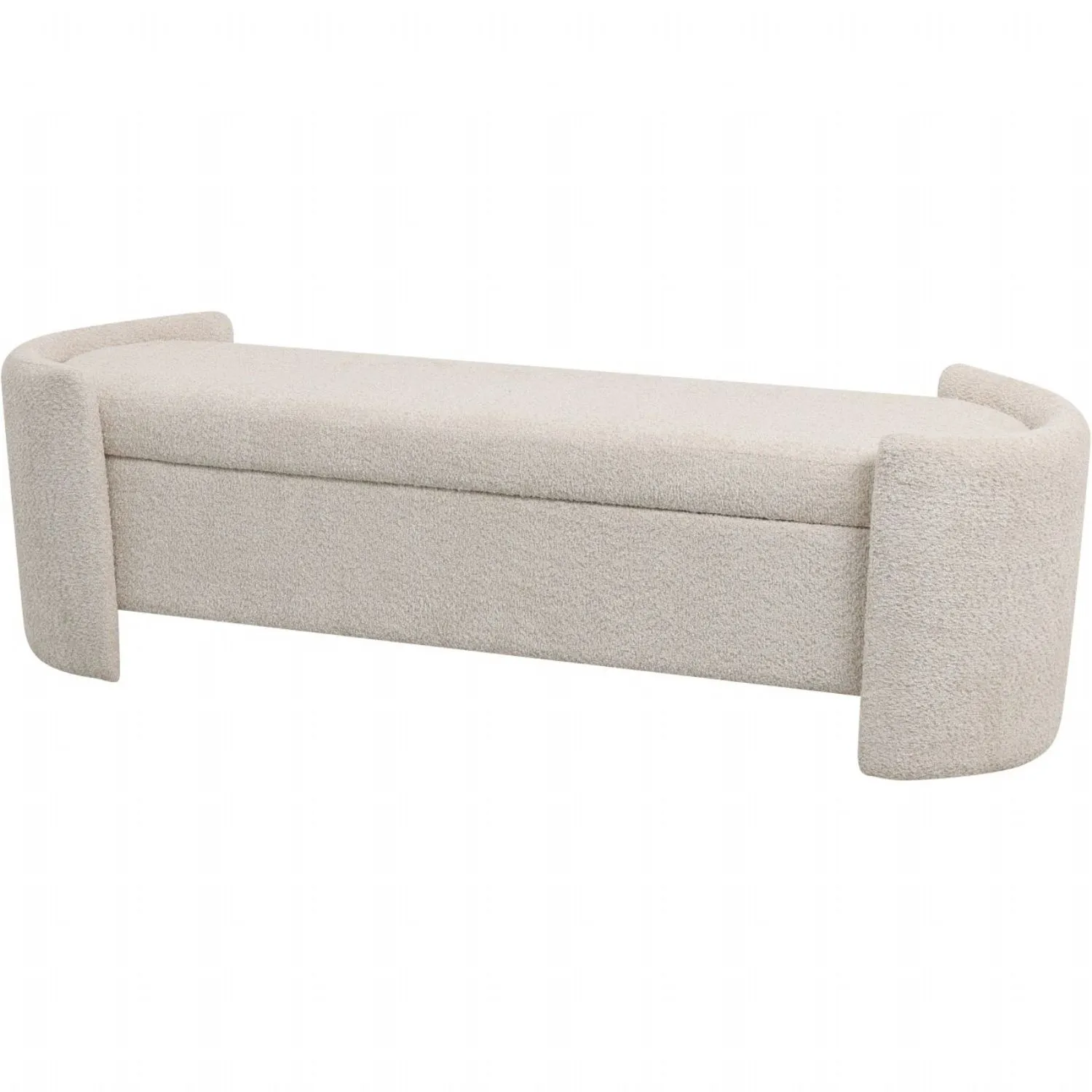 Taupe Cream Boucle Fabric Large Storage 160cm Ottoman Bench