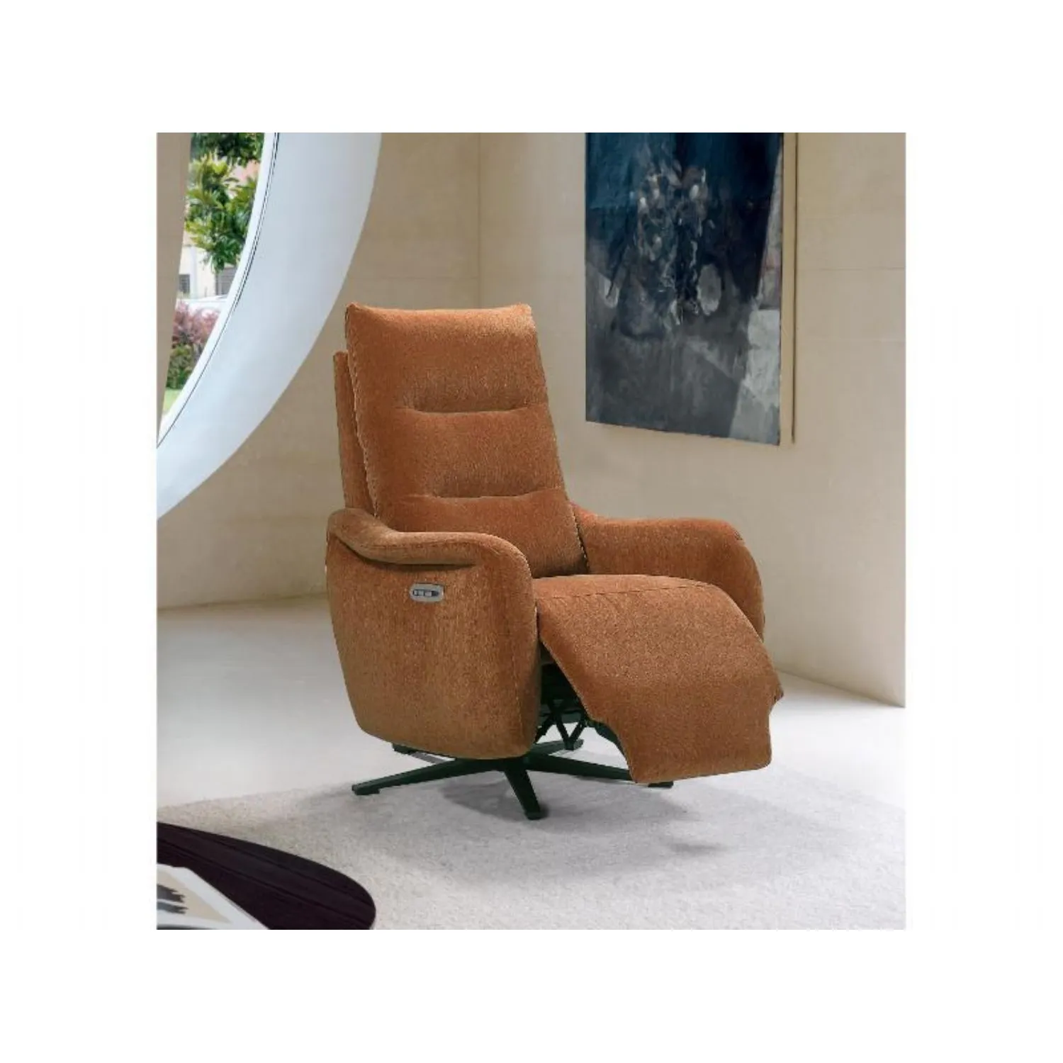 Cinnamon Fabric Pocket Sprung Swivel Power Recliner Armchair