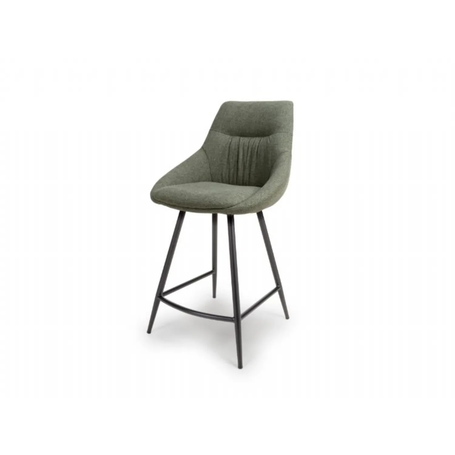 Green Fabric Counter Bar Chair Black Metal Legs