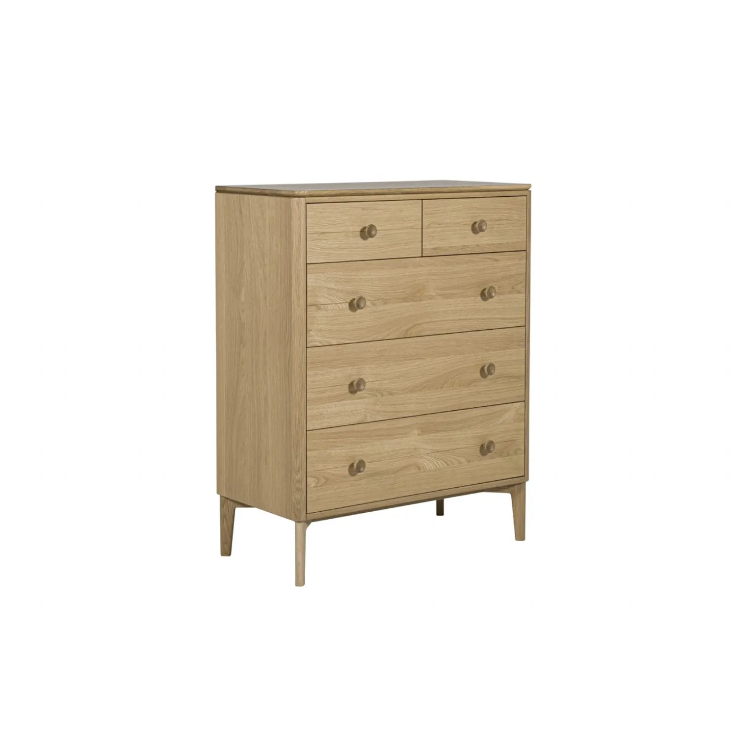 Natural Oak Wooden 2 over 3 Chest of 5 Drawers