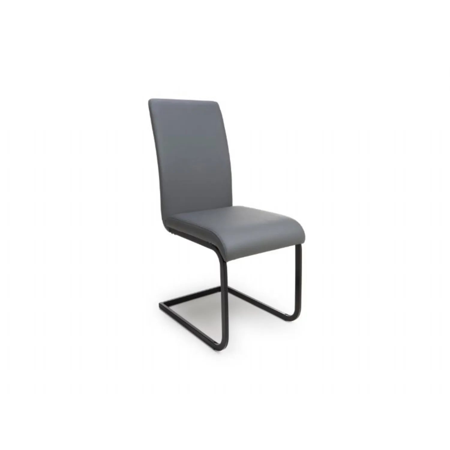 Grey Leather Dining Chair Black Metal Cantilever Legs