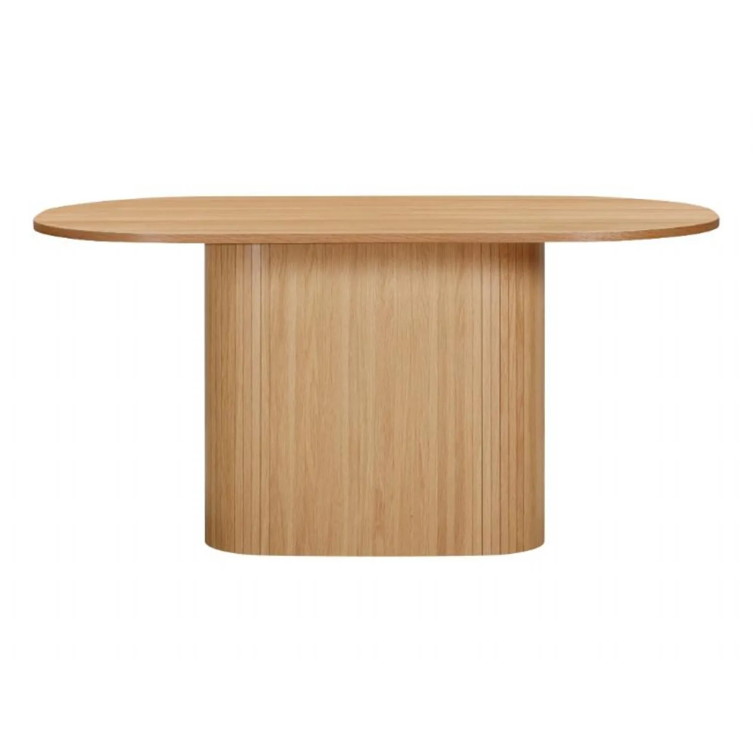 Oak Top Solid Base Oval 160cm Dining Table