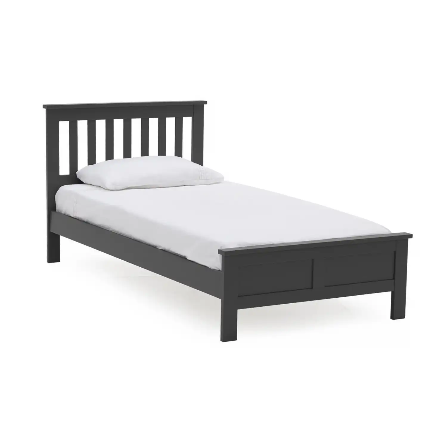 Grey Painted Acacia Wood 3ft Single Bed Low Footend